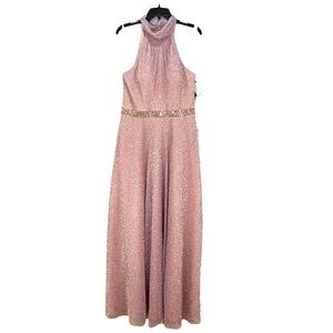 BETSY and Adam Metallic Pink and Gold Formal Prom Gown Dress *has pockets*
